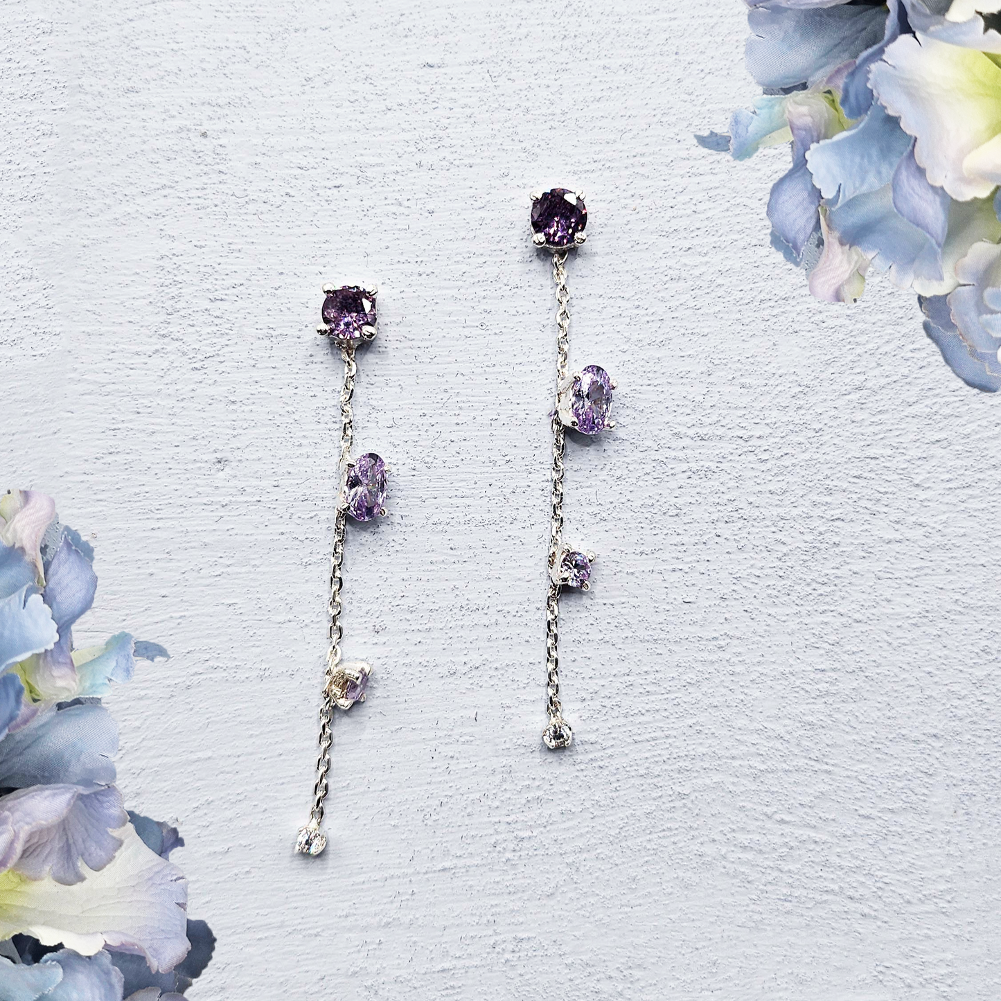 Pendientes Cadena Morados
