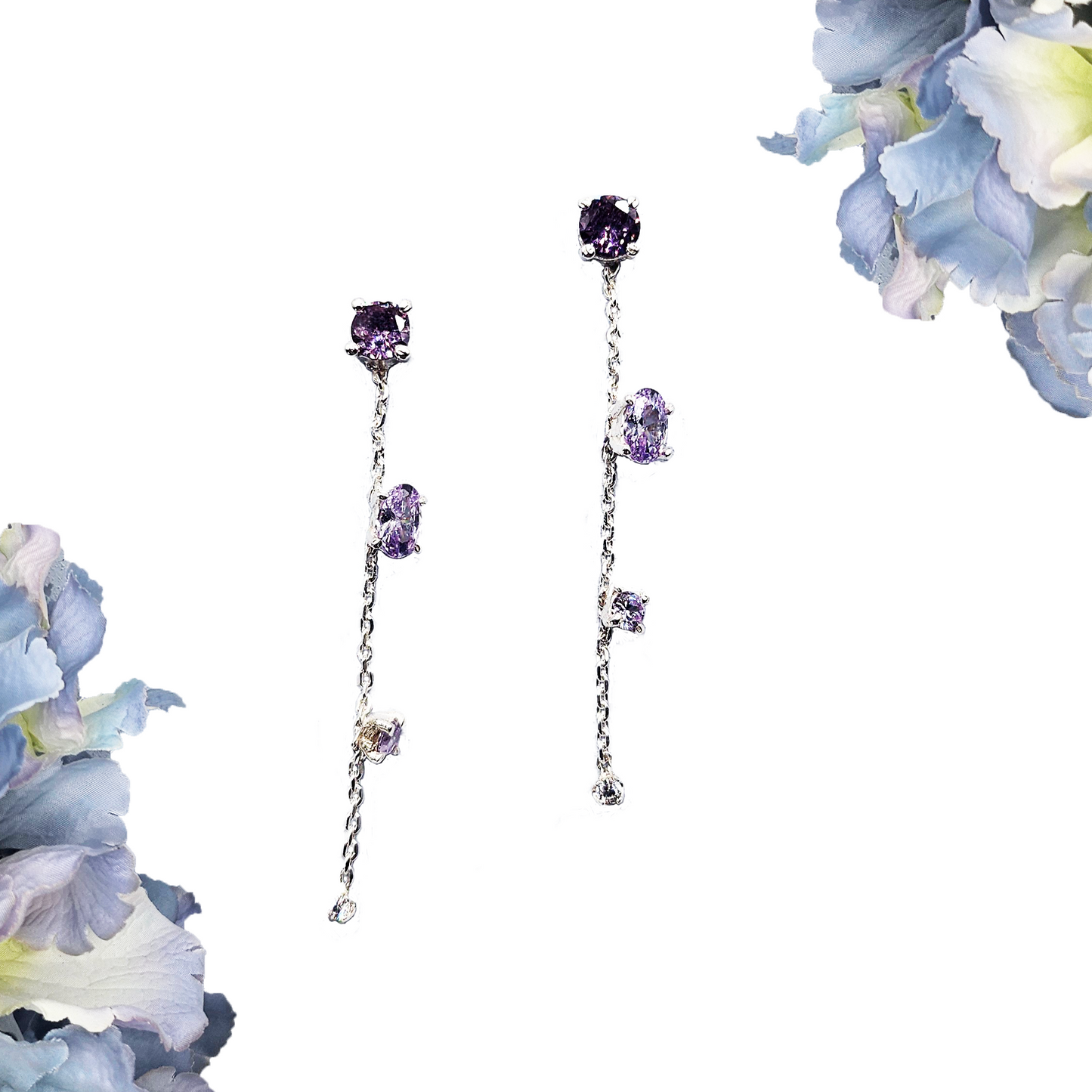 Pendientes Cadena Morados